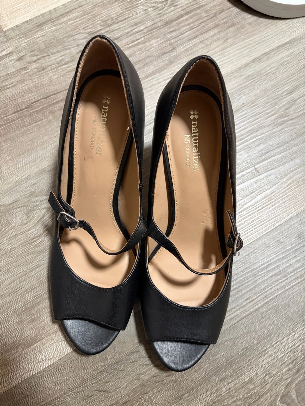 Naturalizer Black Peep-Toe Mary Jane Heels